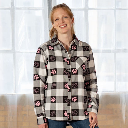 Paw Print Flannel Button Up Shirt