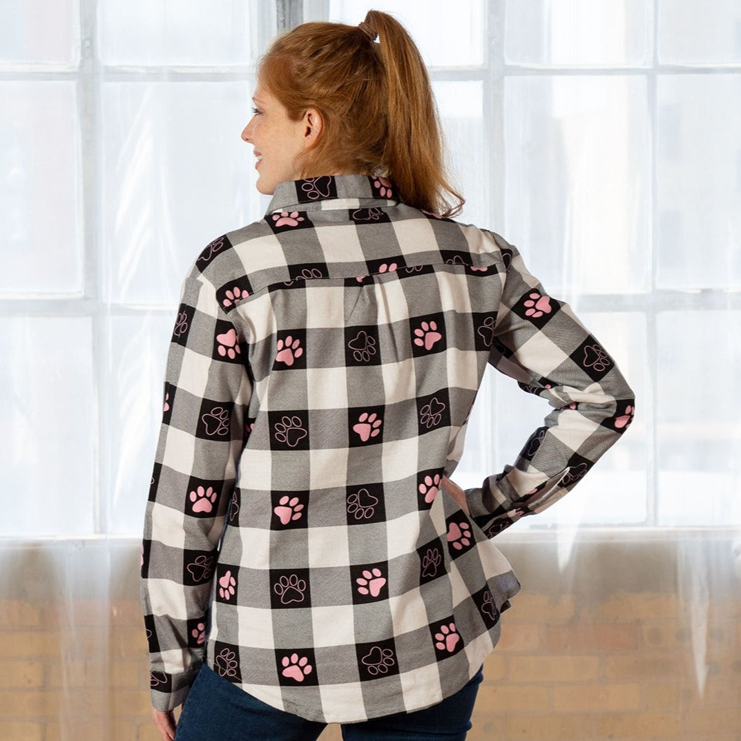 Paw Print Flannel Button Up Shirt