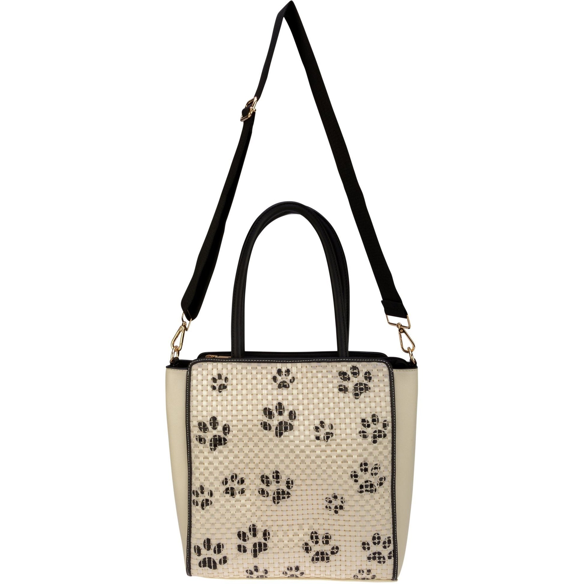 Woven Paw Print Crossbody Tote