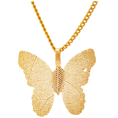 Lustrous Leaf Butterfly Necklace