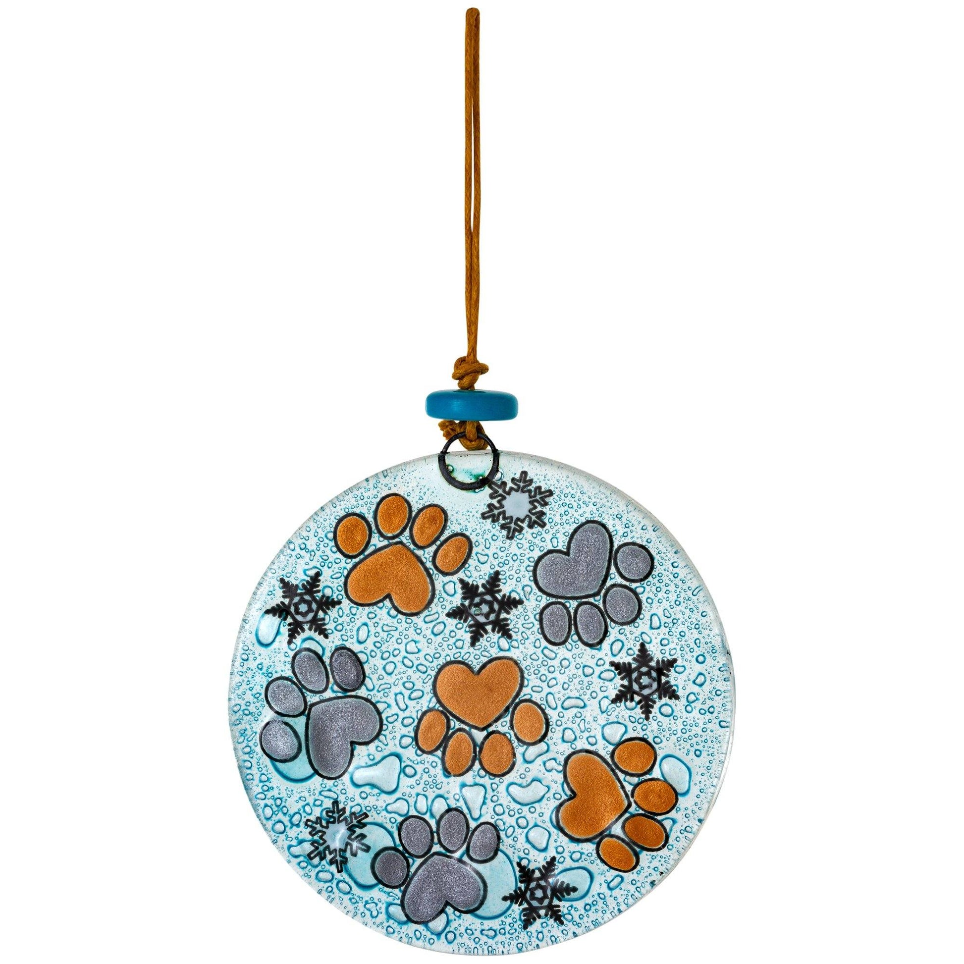 Whiskers & Paws Recycled Glass Ornament