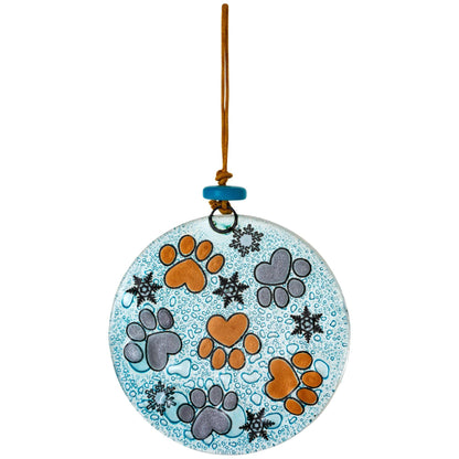 Whiskers & Paws Recycled Glass Ornament