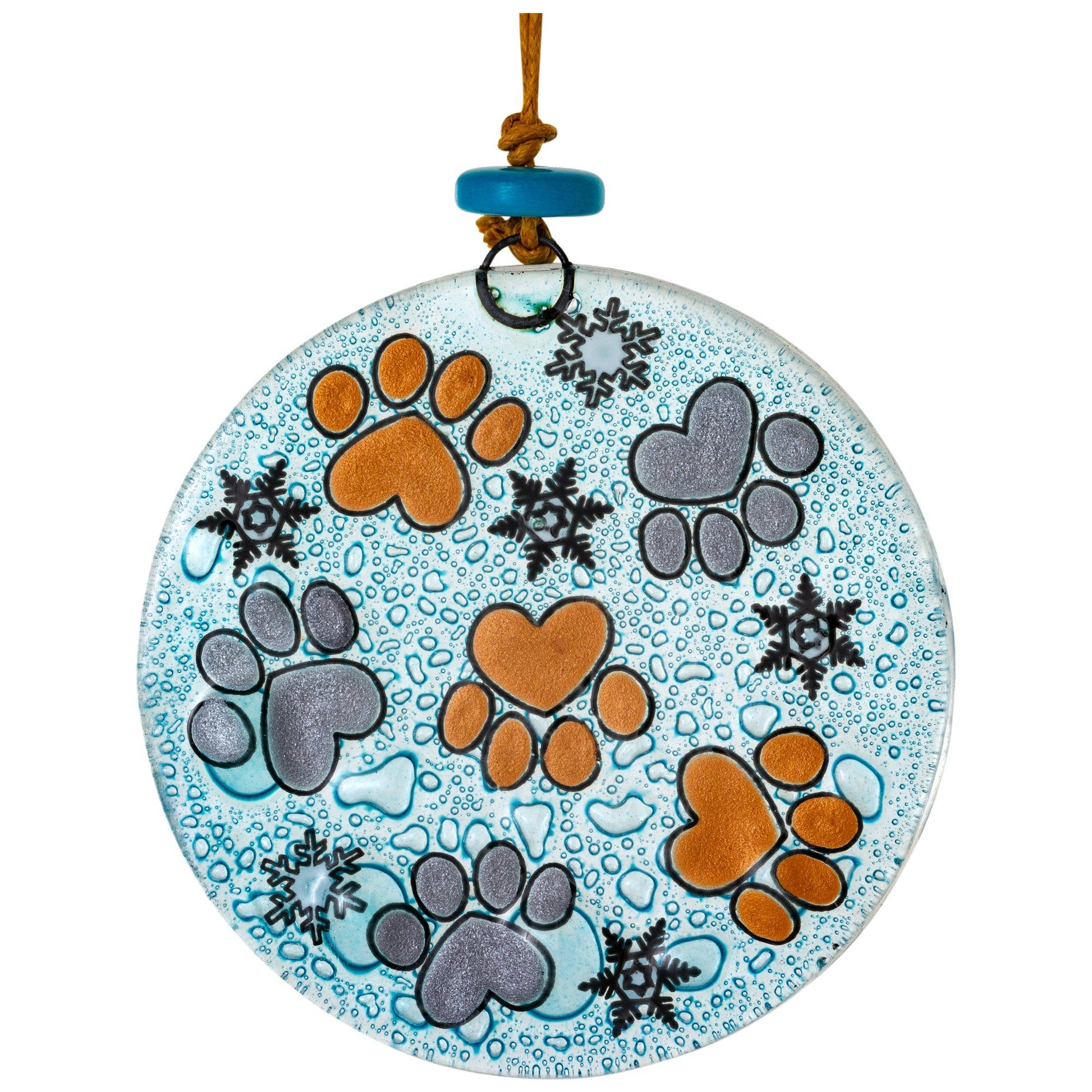 Whiskers & Paws Recycled Glass Ornament