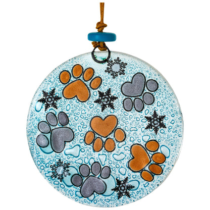 Whiskers & Paws Recycled Glass Ornament
