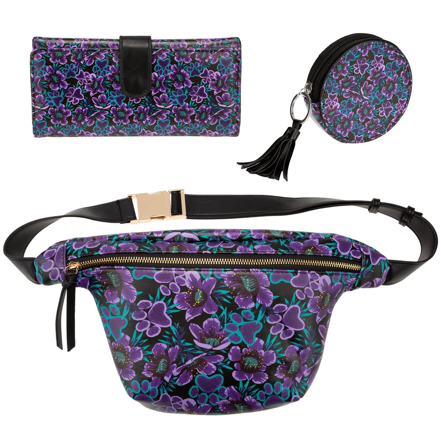 Midnight Floral Paw Print Bags