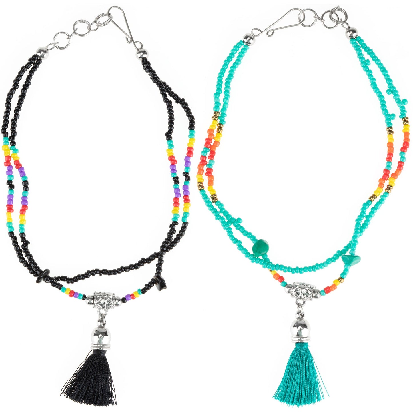 Peruvian Hand Beaded Tassel Anklet