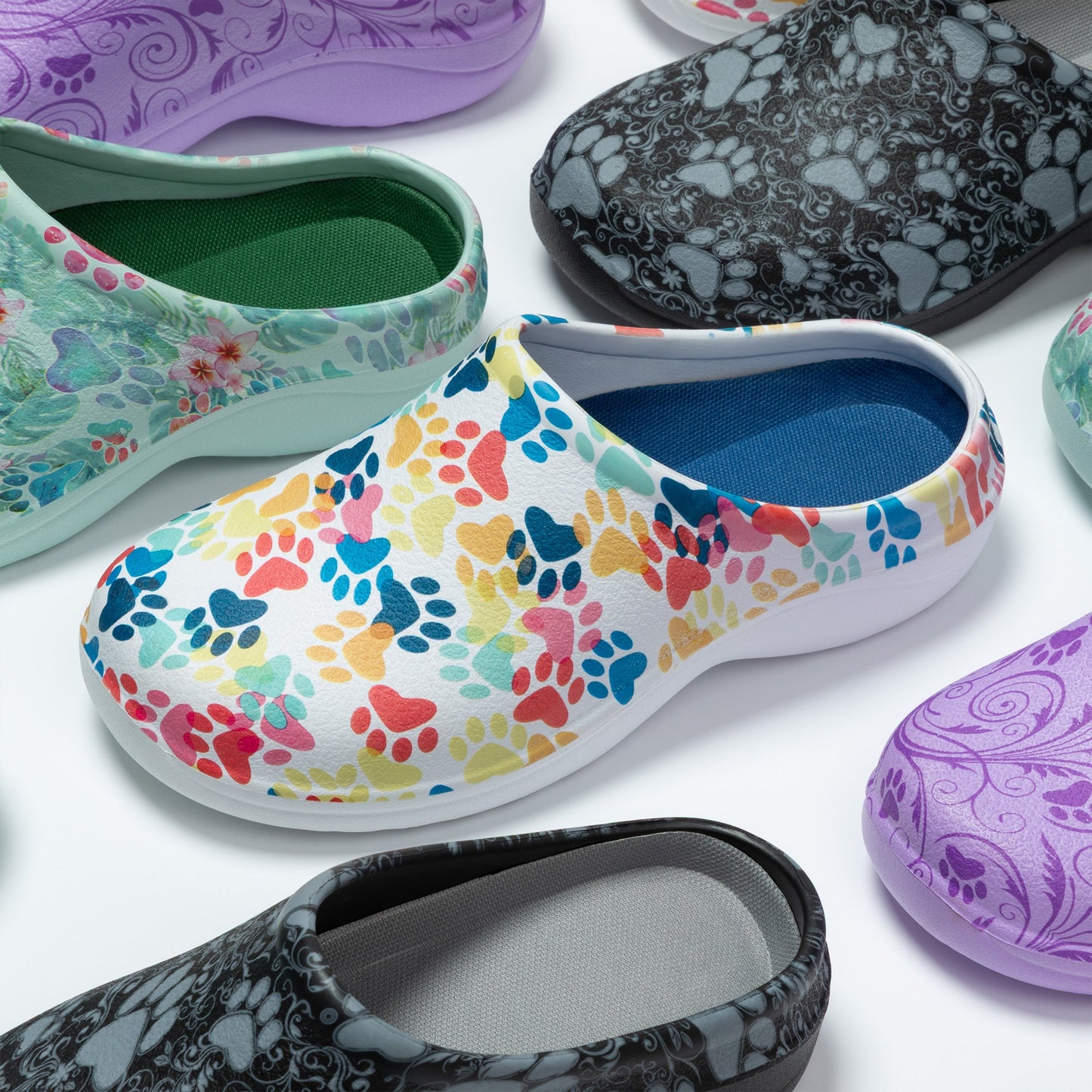 Paw Print Garden Clogs