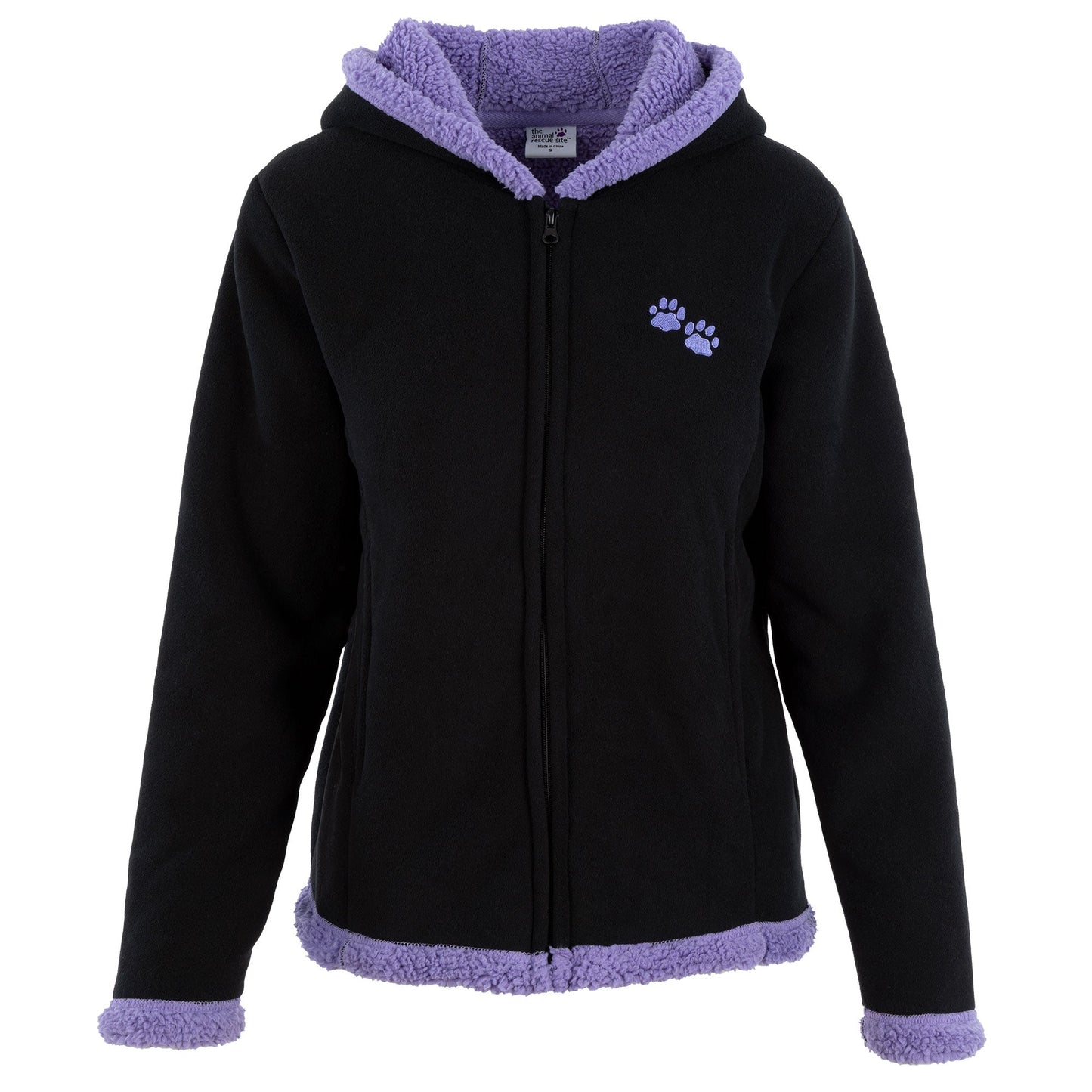 Paw Print Sherpa Lined Fleece Hooded Jacket