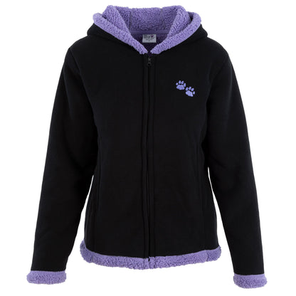 Paw Print Sherpa Lined Fleece Hooded Jacket