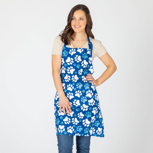 Blue is My Favorite Paw Print Apron