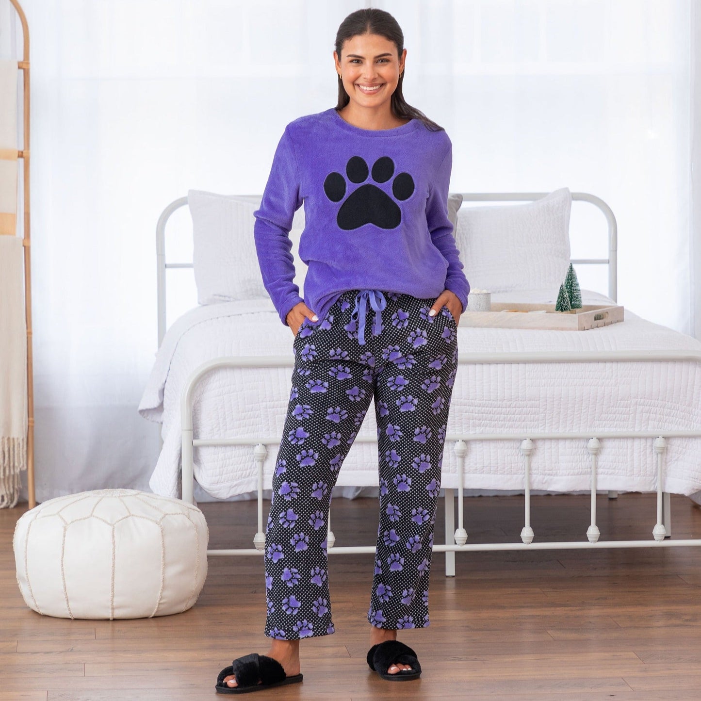 Gradient Paws & Polka Dot Pajama Set