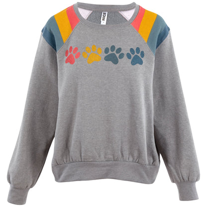 Retro Stripe Paw Crew Neck Sweatshirt