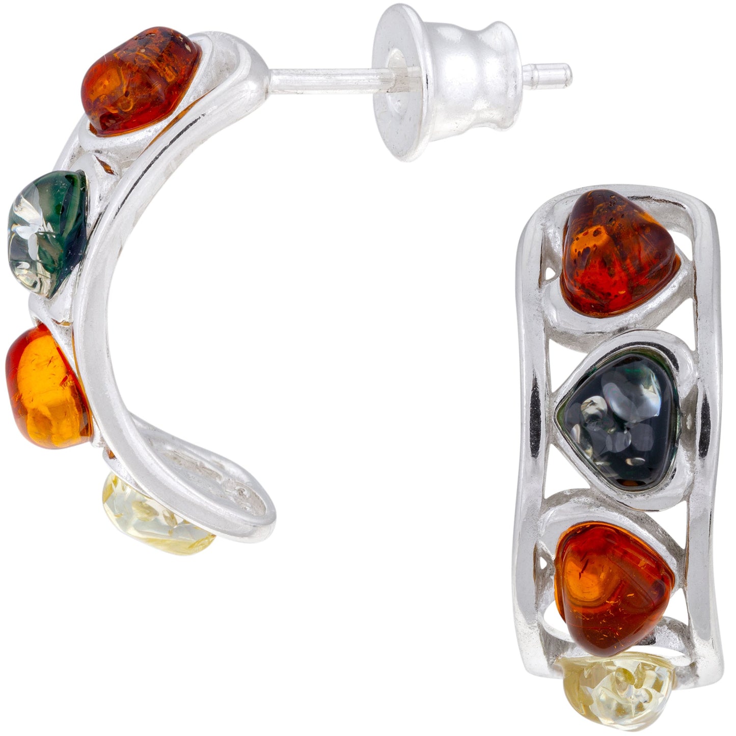 Sterling & Amber Multi Hearts Earrings