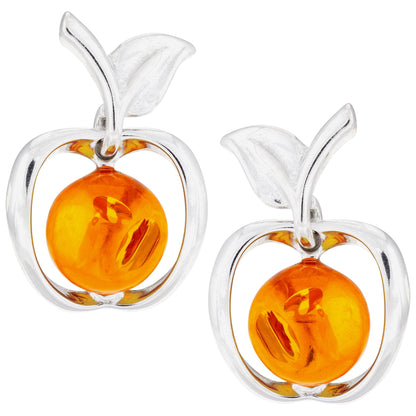 Sterling & Amber Apple Earrings