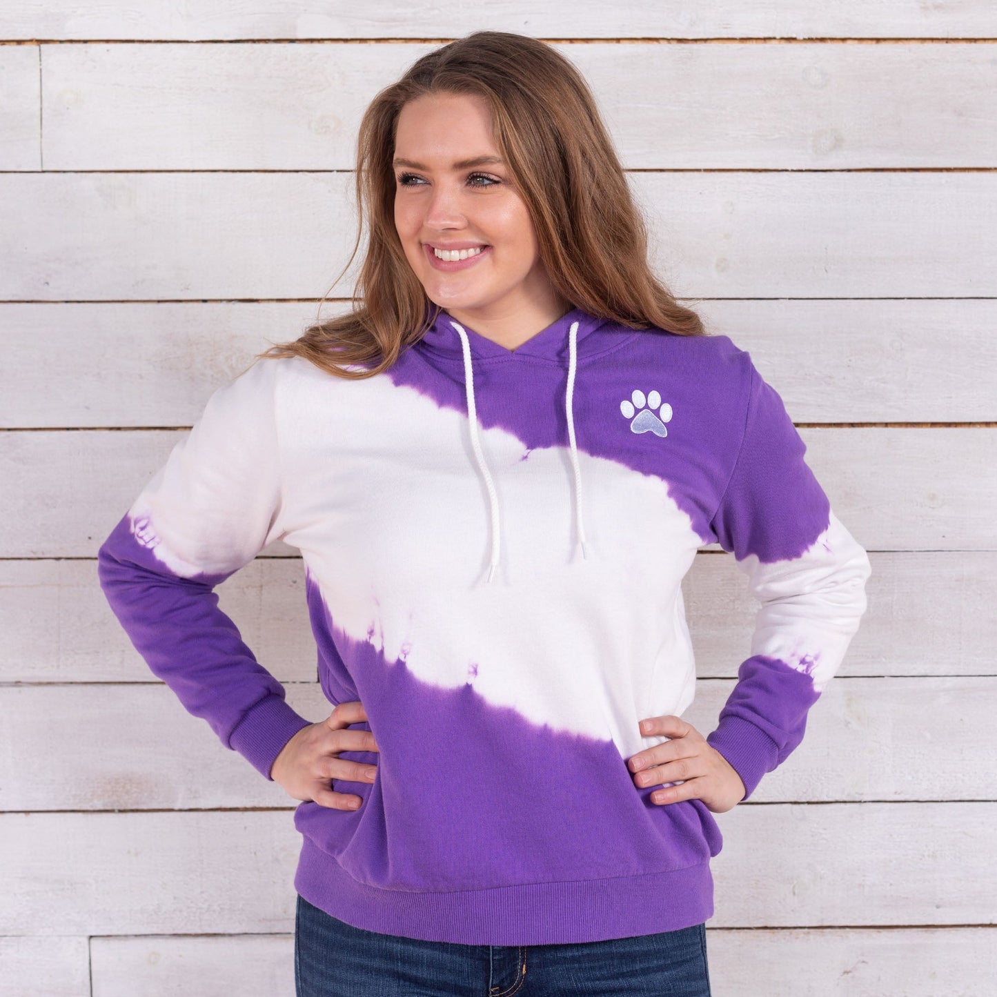 Purple Paw Diagonal Tie-Dye Hoodie