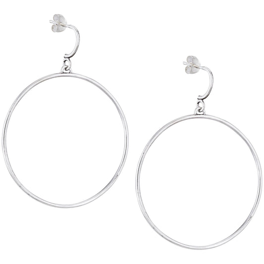 Halo Large Sterling Silver Post Hoop Earrings