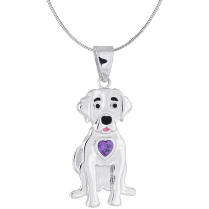 Sterling & Crystal Pup Necklace