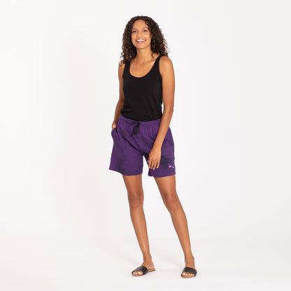 Purple Paw Tie-Dye Casual Shorts