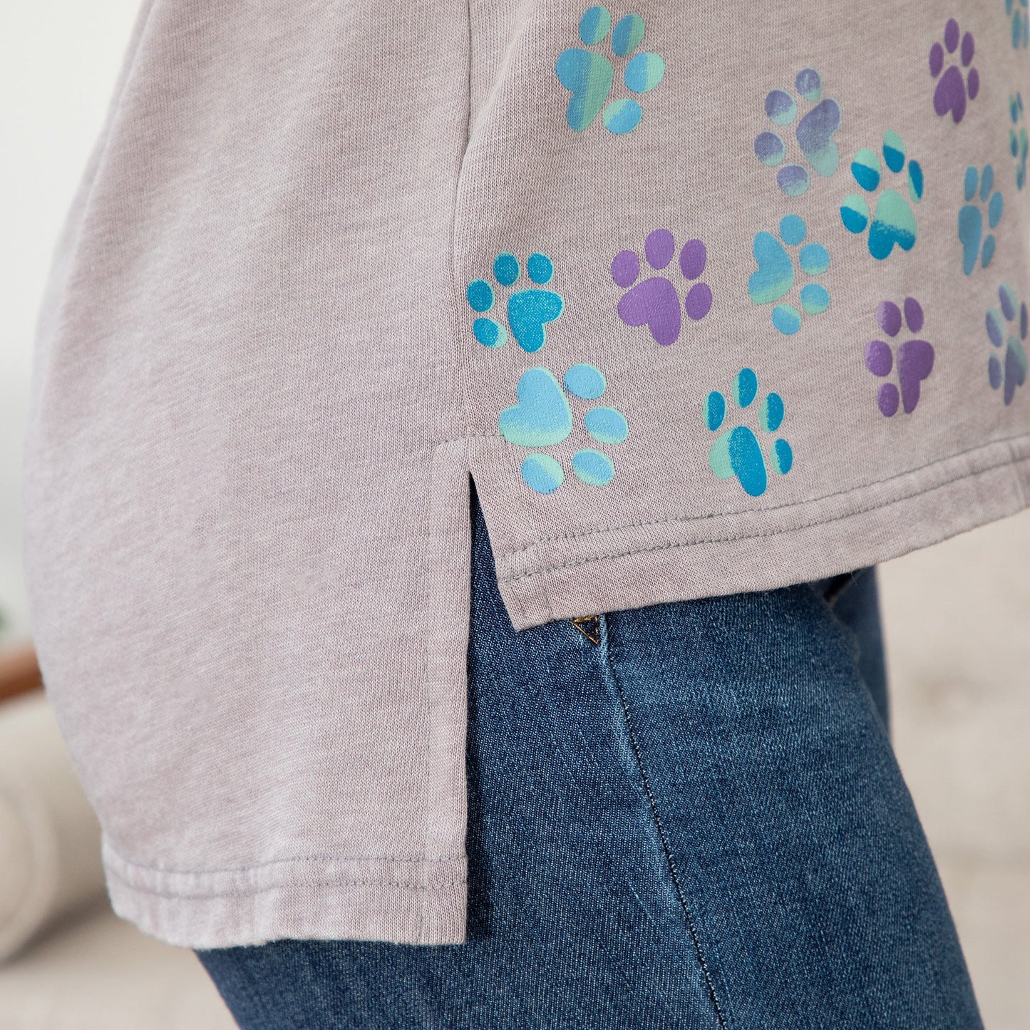 Tumbling Paws Burnout Crew Neck Sweatshirt | Fair Trade