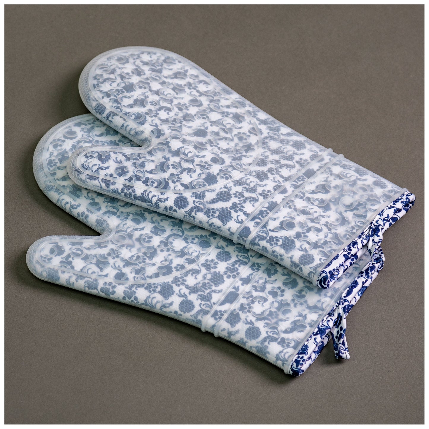 Blue Swirl Paw Silicone Oven Mitt Set