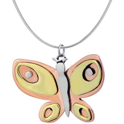 Colorful Butterfly Mixed Metal Necklace