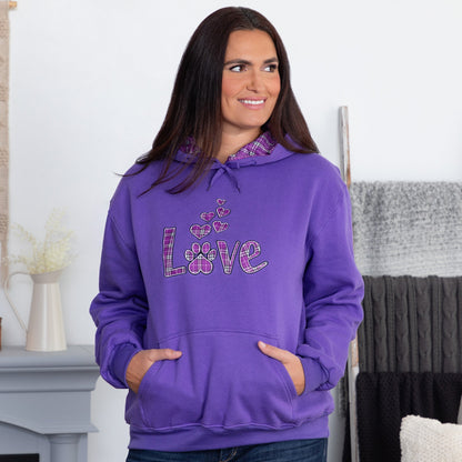 Plaid Love & Paw Hooded Sweatshirt