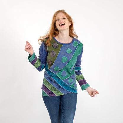 Diagonal Rays Long Sleeve Top | Handmade, Fair Trade