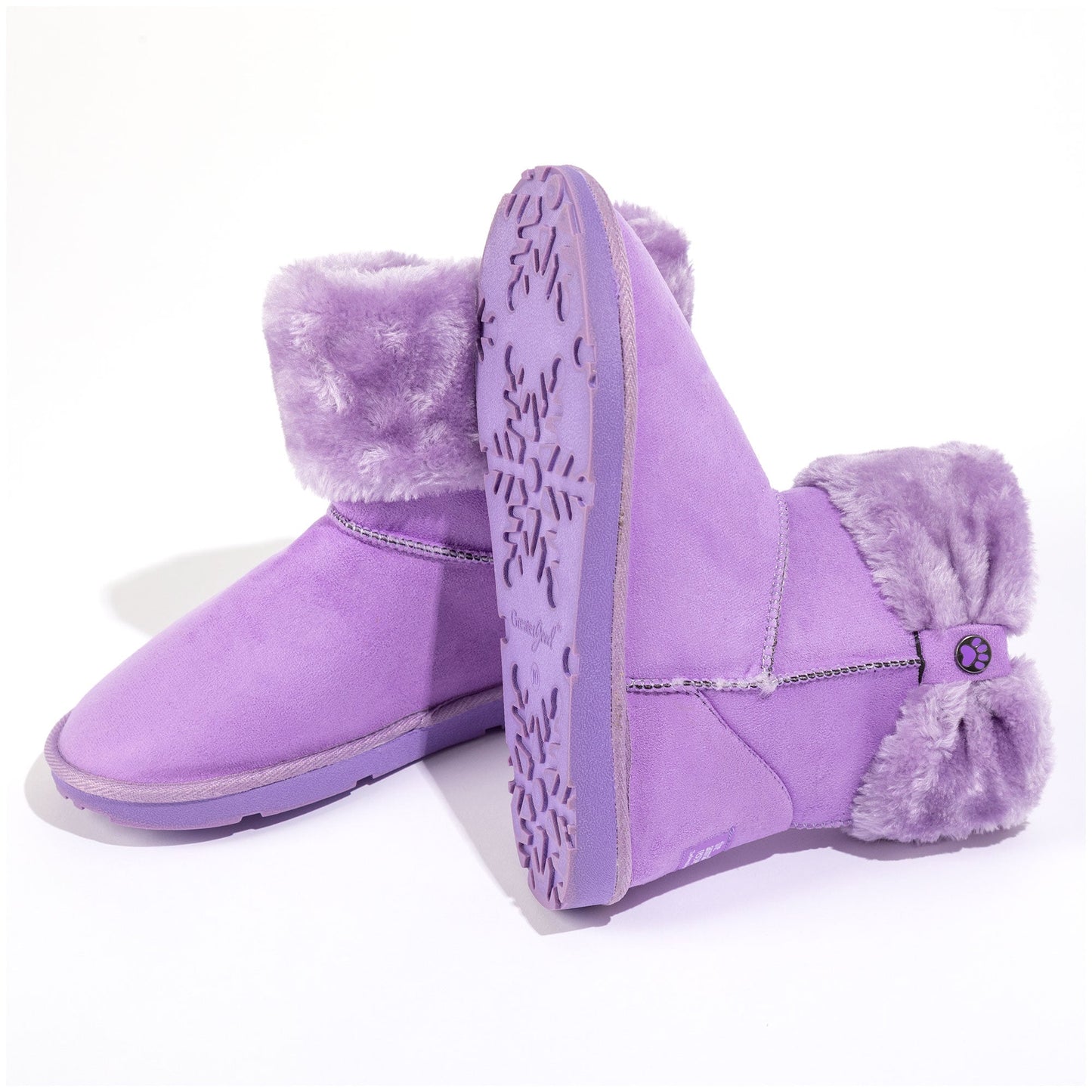 Plush Paw Print Slip-On Ankle Boots