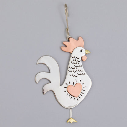 Fun Rooster Mixed Metal Ornament