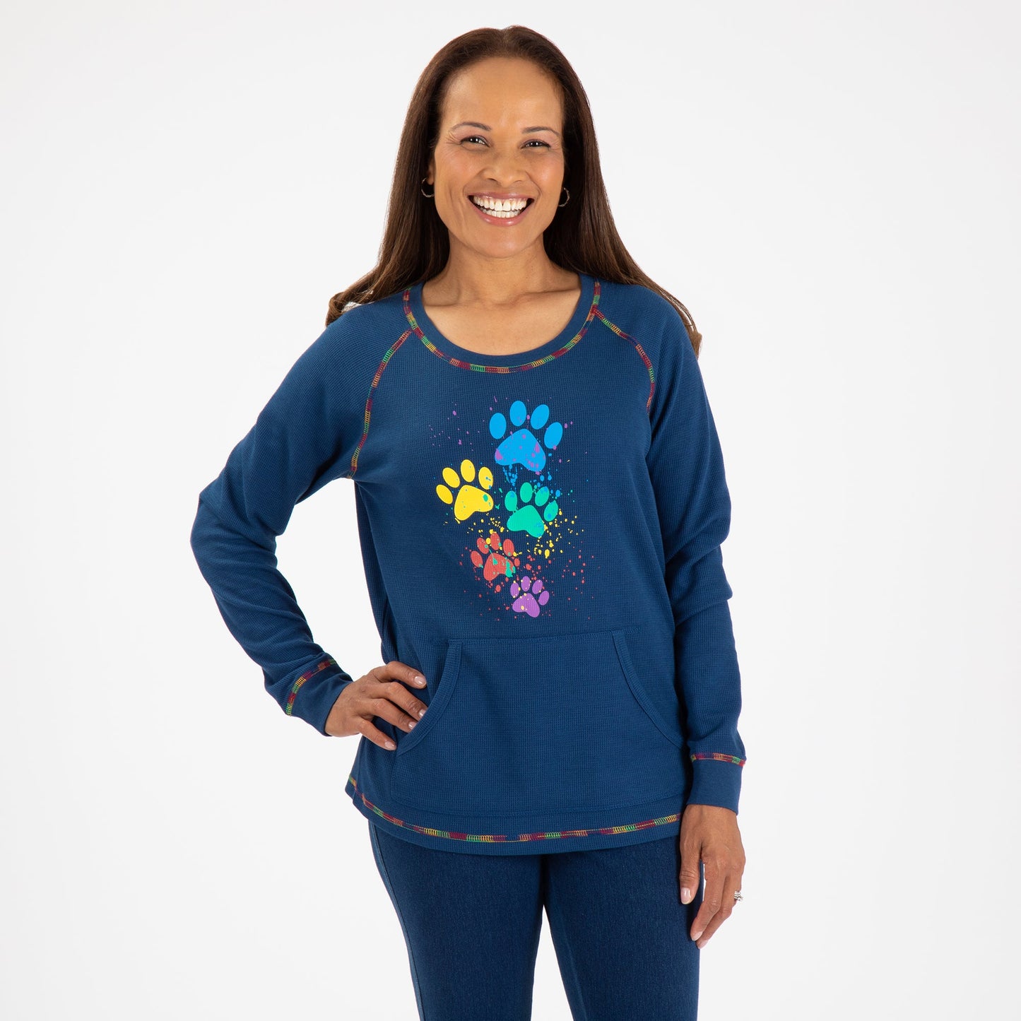 Paint & Paws Rainbow Stitch Thermal Top