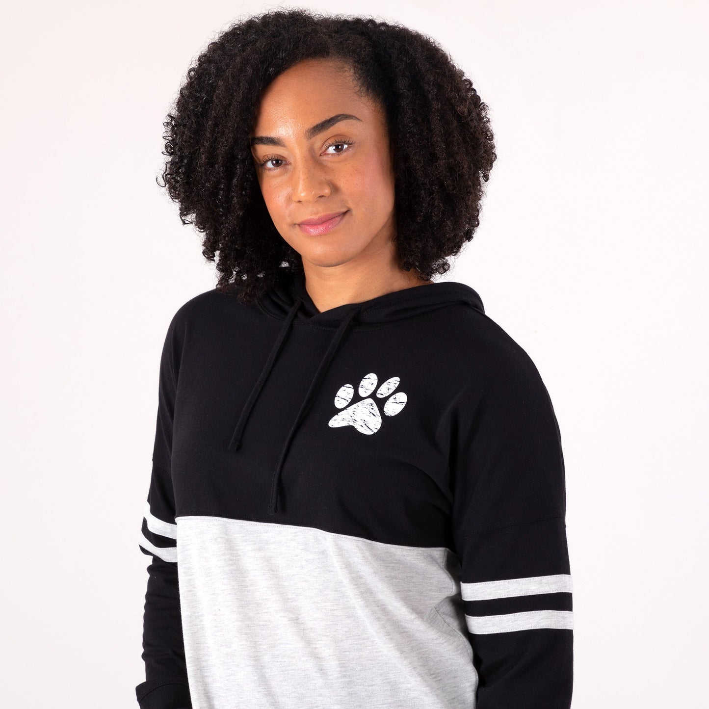 Distressed Paw Long Sleeve Hooded Tee