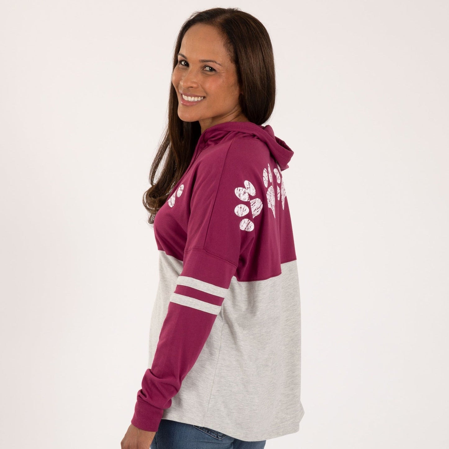 Distressed Paw Long Sleeve Hooded Tee