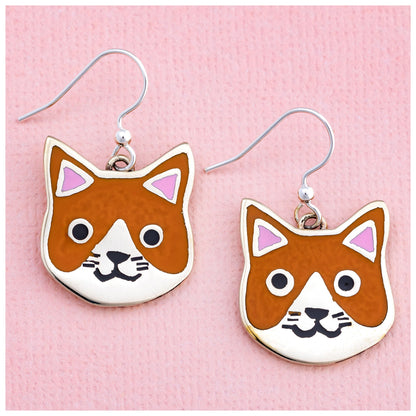 Hand Painted Cat Earrings