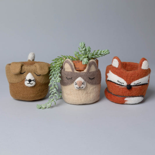 Hand-Felted Animal Planter