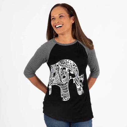 Henna Elephant Baseball Tee