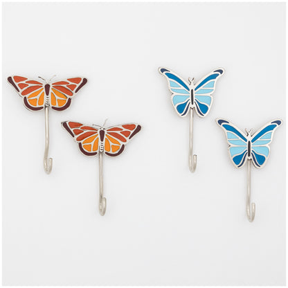 Pretty Butterfly Hand Painted Wall Hook - Set of 2