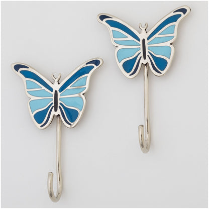 Pretty Butterfly Hand Painted Wall Hook - Set of 2