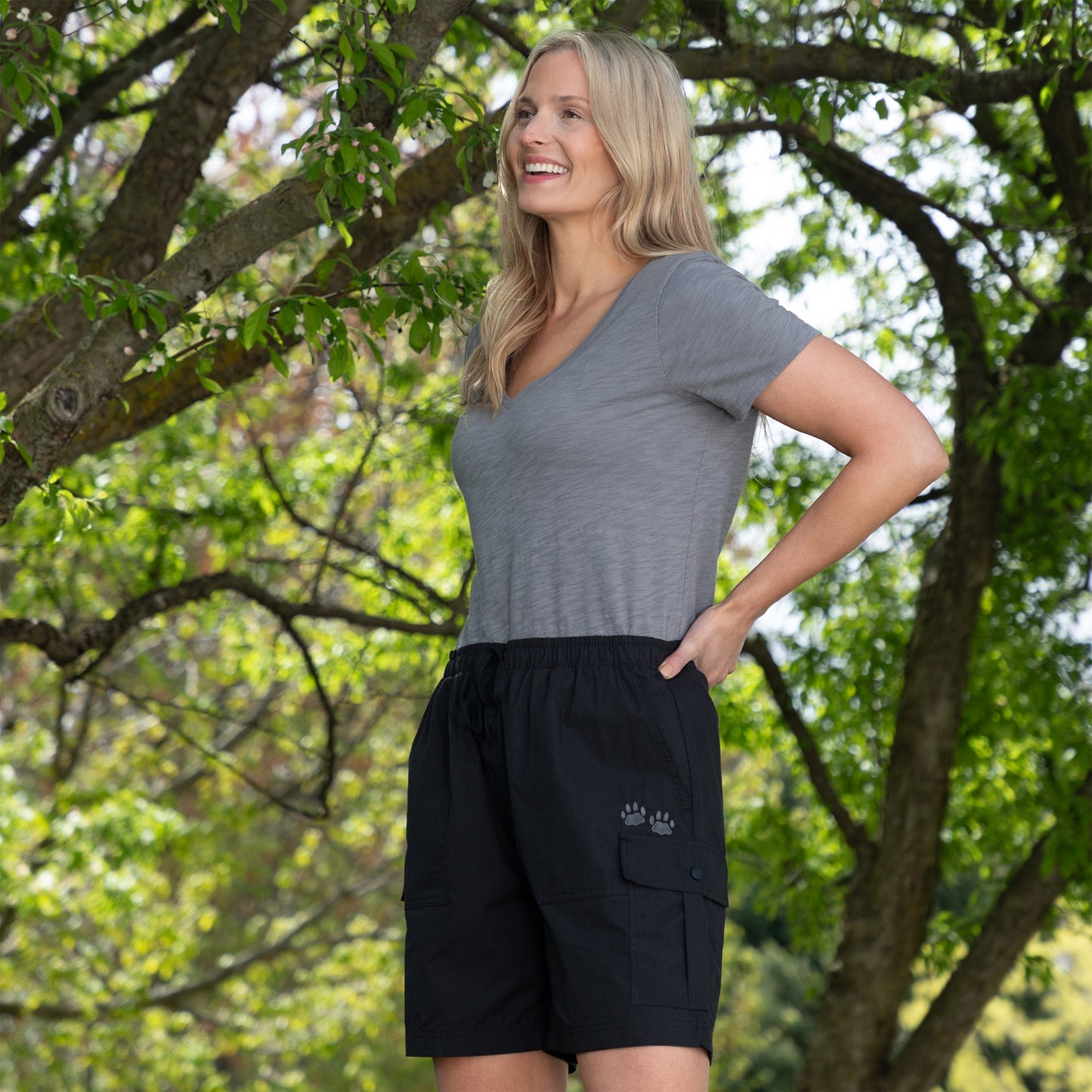 Paw Print Cargo Canvas Shorts