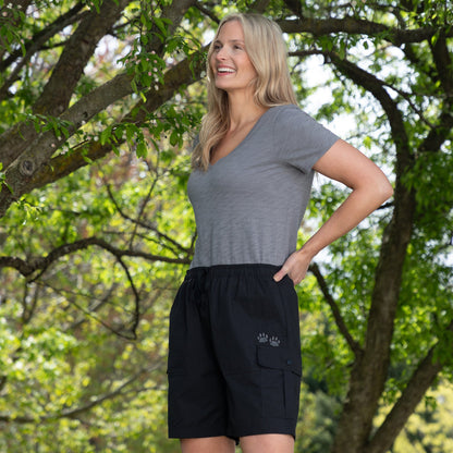 Paw Print Cargo Canvas Shorts