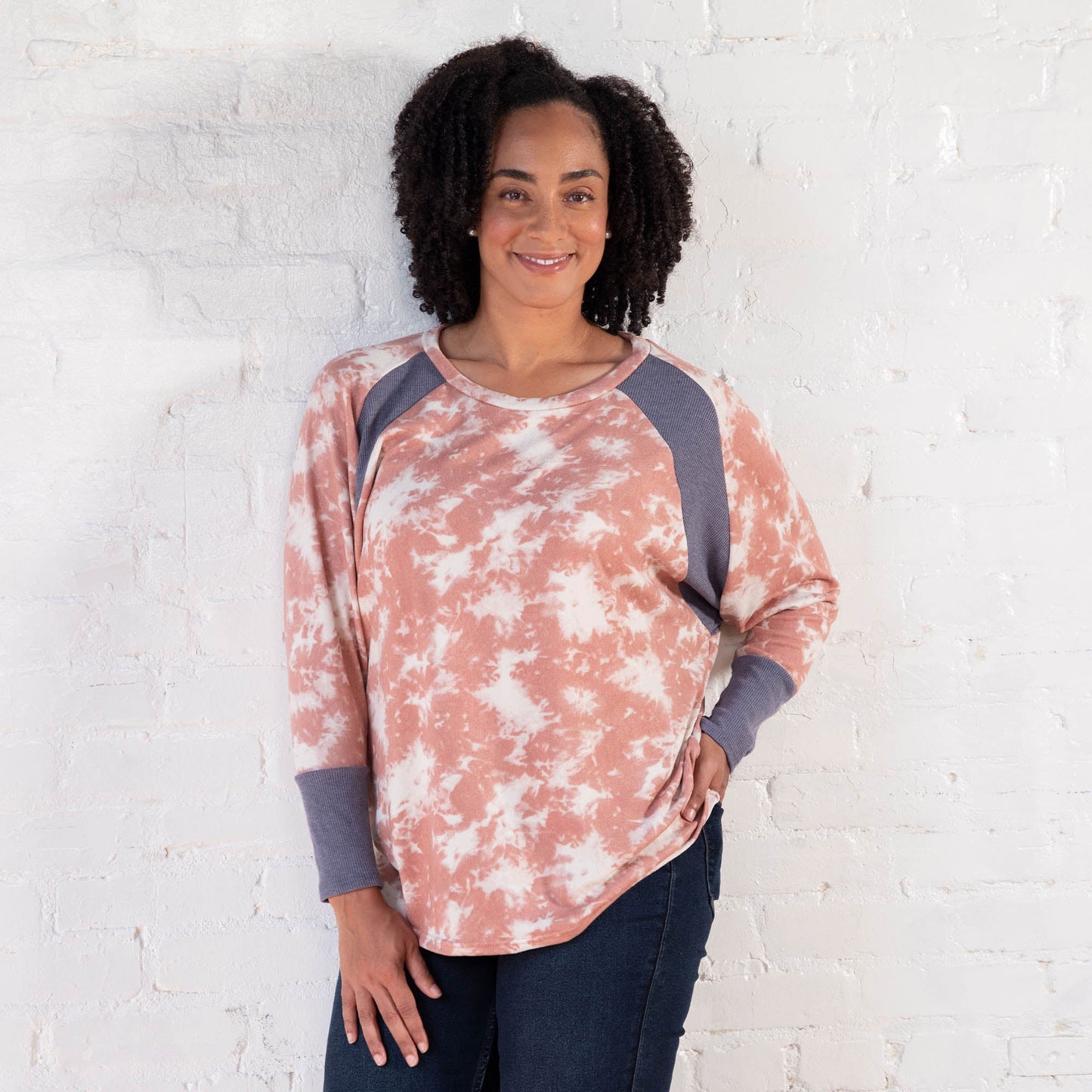 Tie-Dye Dolman Thermal Contrast Top