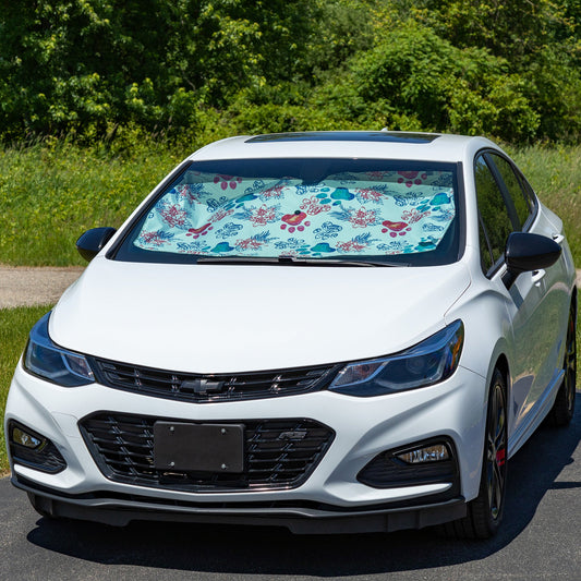 Foldable Paw Print Windshield Sun Shade