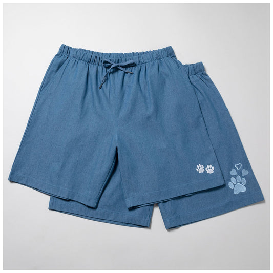 Women's Paw Print Denim Shorts