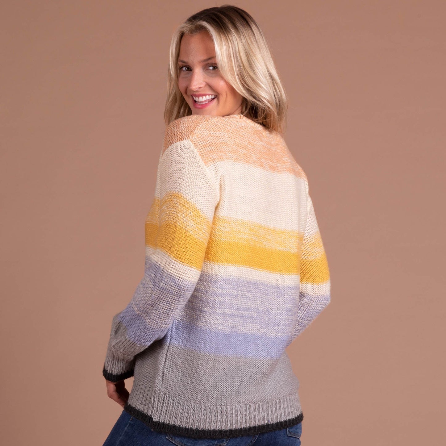 Colorful Stripes Pullover V-Neck Sweater