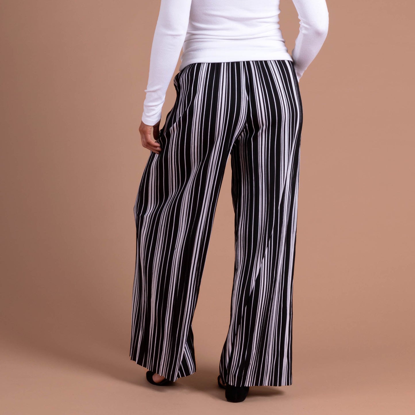 Striped Pleated Palazzo Wide Leg Pants