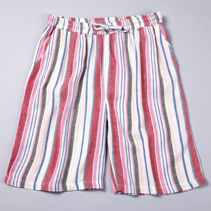 High-Rise Striped Shorts with Drawstring