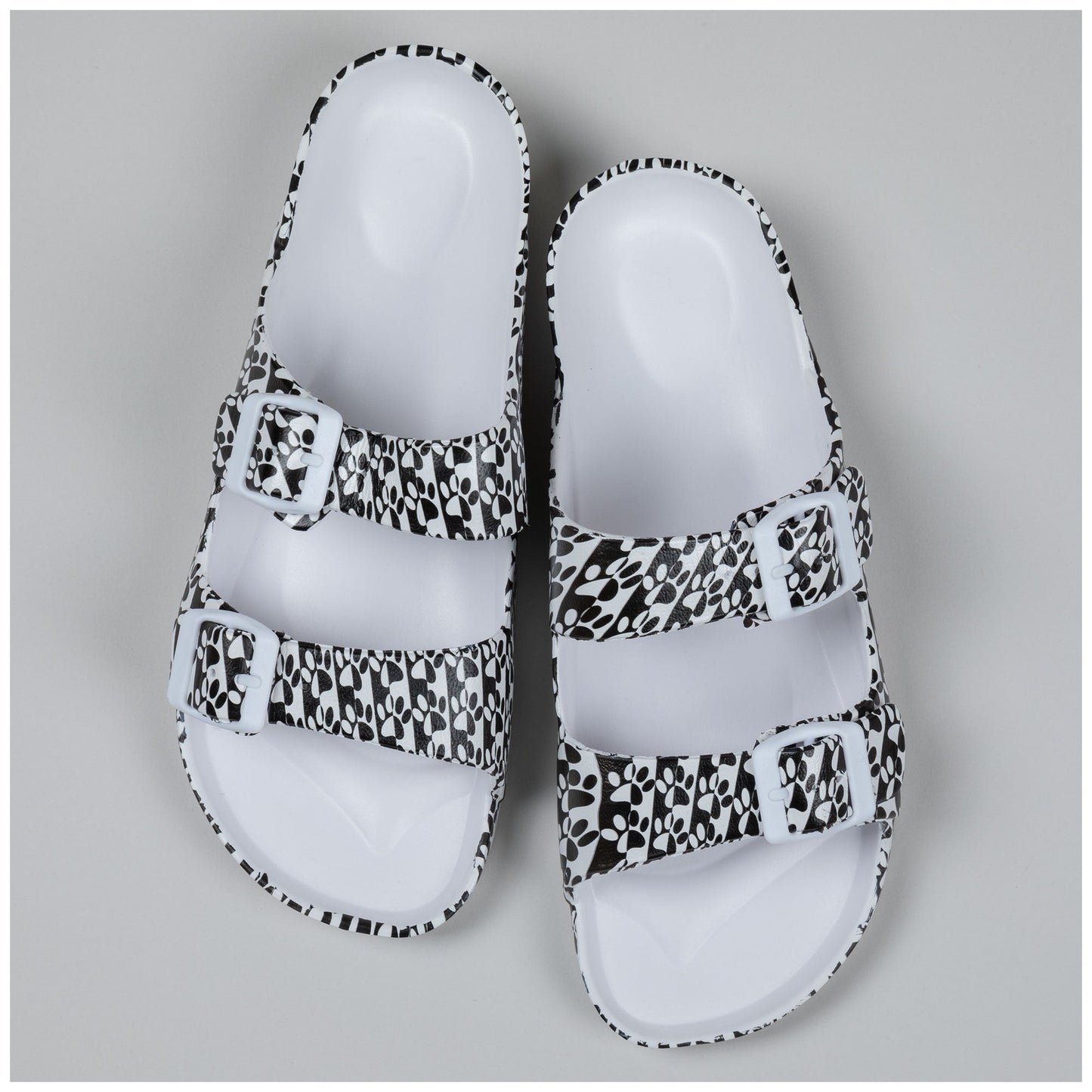 Paw Print Double Buckle Slide Sandals