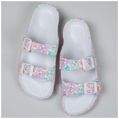 Paw Print Double Buckle Slide Sandals