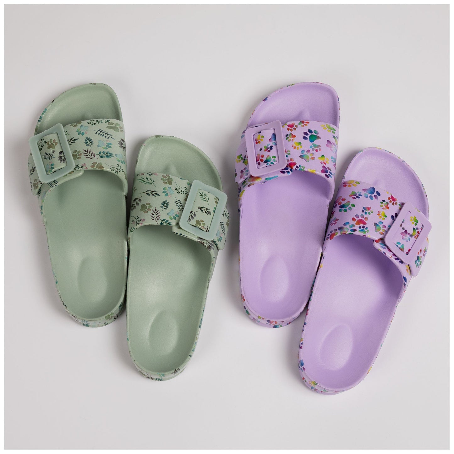 Paw Print Single Buckle Slide Sandals