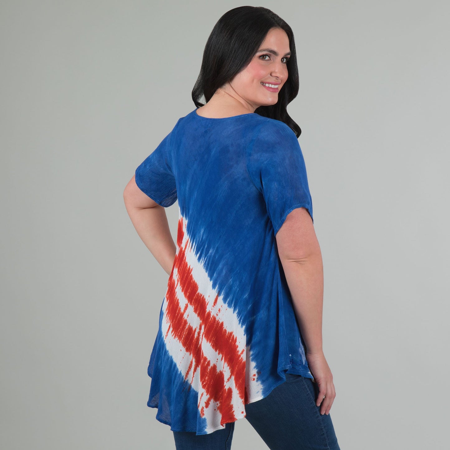 Diagonal Stars & Stripes Short Sleeve Tunic