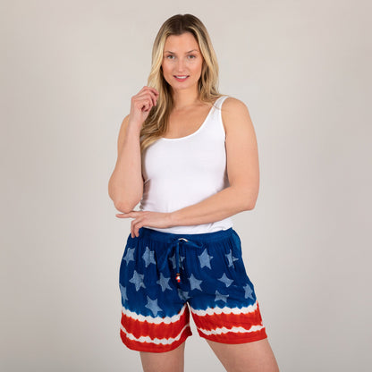 Stars & Stripes Hand Dyed Drawstring Shorts